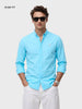 Men's Blue Slim Fit Solid Casual Shirt
