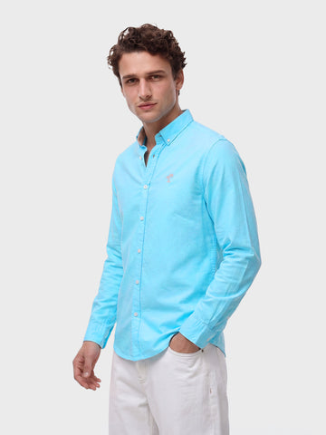 Men's Blue Slim Fit Solid Casual Shirt