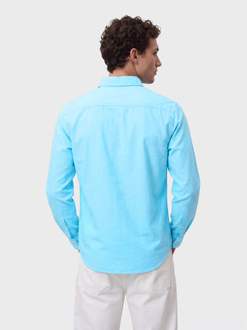Men's Blue Slim Fit Solid Casual Shirt