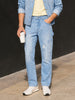 Men's Blue Relaxed Fit Solid Utility Jeans