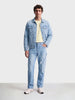 Men's Blue Relaxed Fit Solid Utility Jeans
