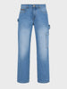 Men's Blue Relaxed Fit Solid Utility Jeans