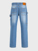 Men's Blue Relaxed Fit Solid Utility Jeans