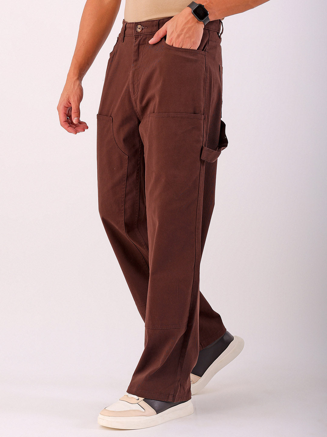 Shop Men's Solid Relaxed Fit Carpenter Cargo Online.