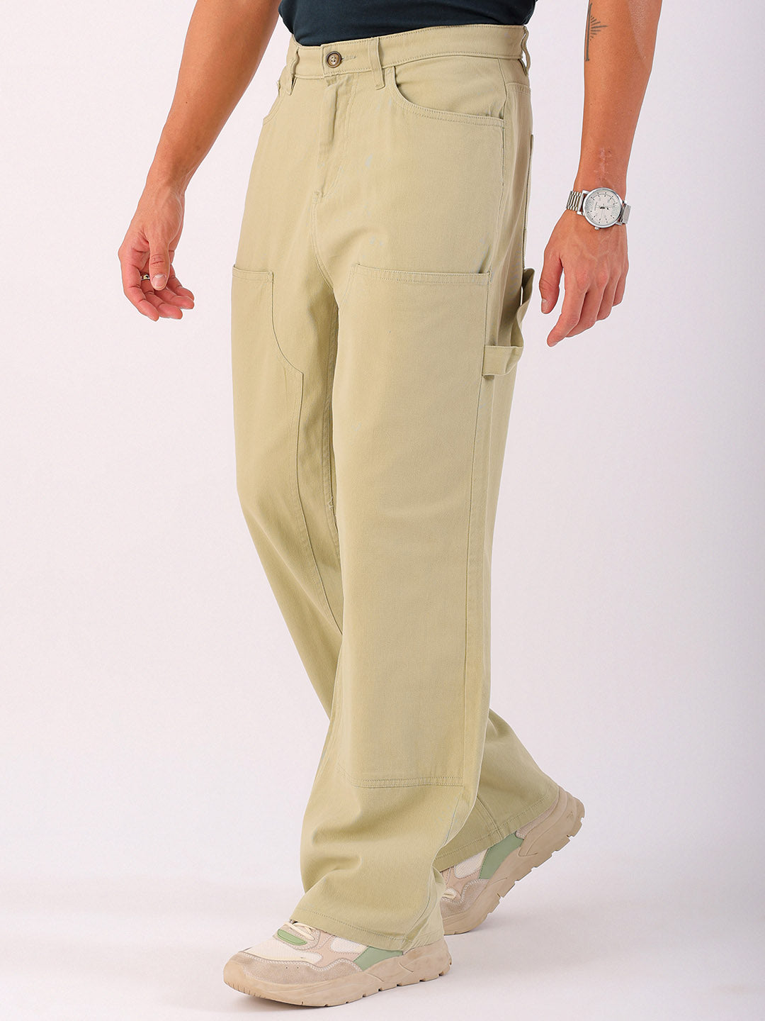 Shop Men's Solid Relaxed Fit Carpenter Cargo Online.