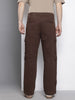 Men's Brown Relaxed Fit Solid Cargos