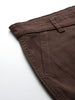 Men's Brown Relaxed Fit Solid Cargos