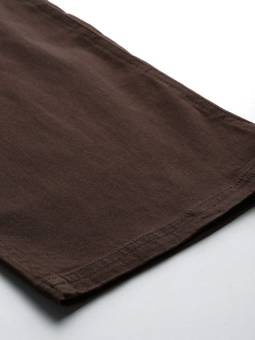 Men's Brown Relaxed Fit Solid Cargos