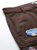 Men's Brown Relaxed Fit Solid Cargos