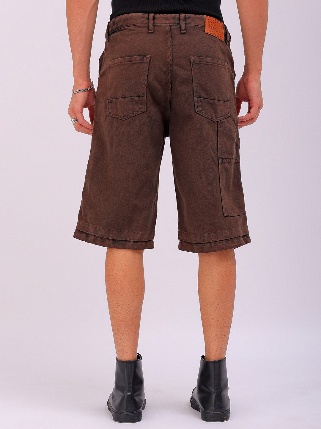 Shop Men's Solid Relaxed Fit Utility Denim Shorts Online.