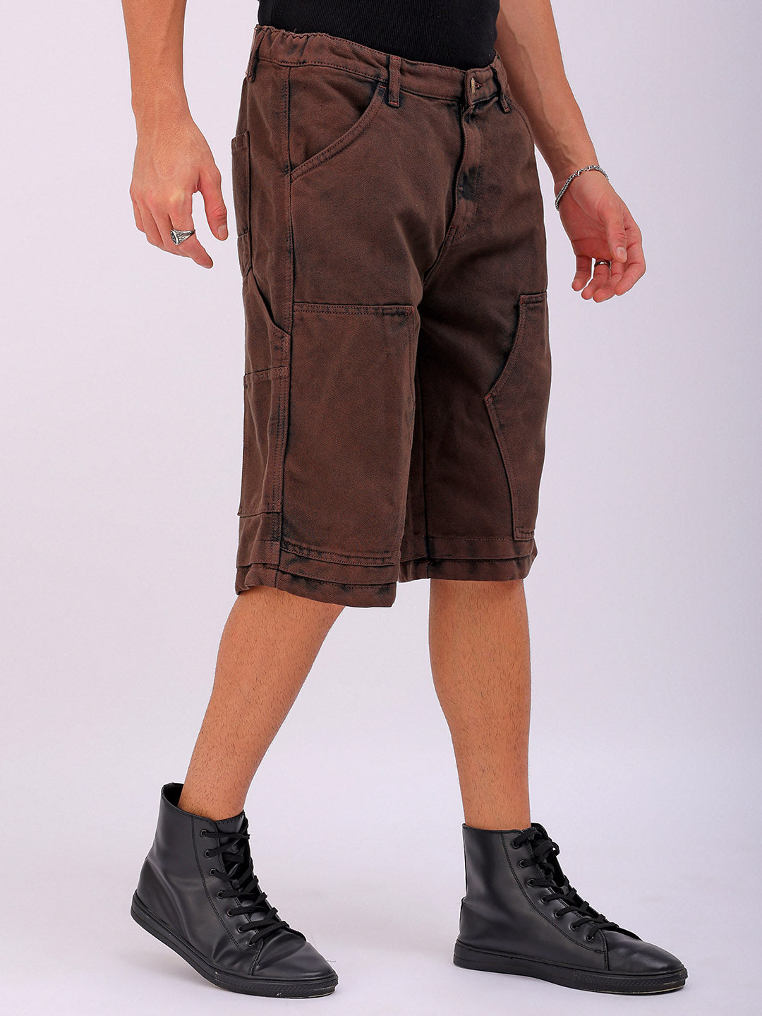 Shop Men's Solid Relaxed Fit Utility Denim Shorts Online.