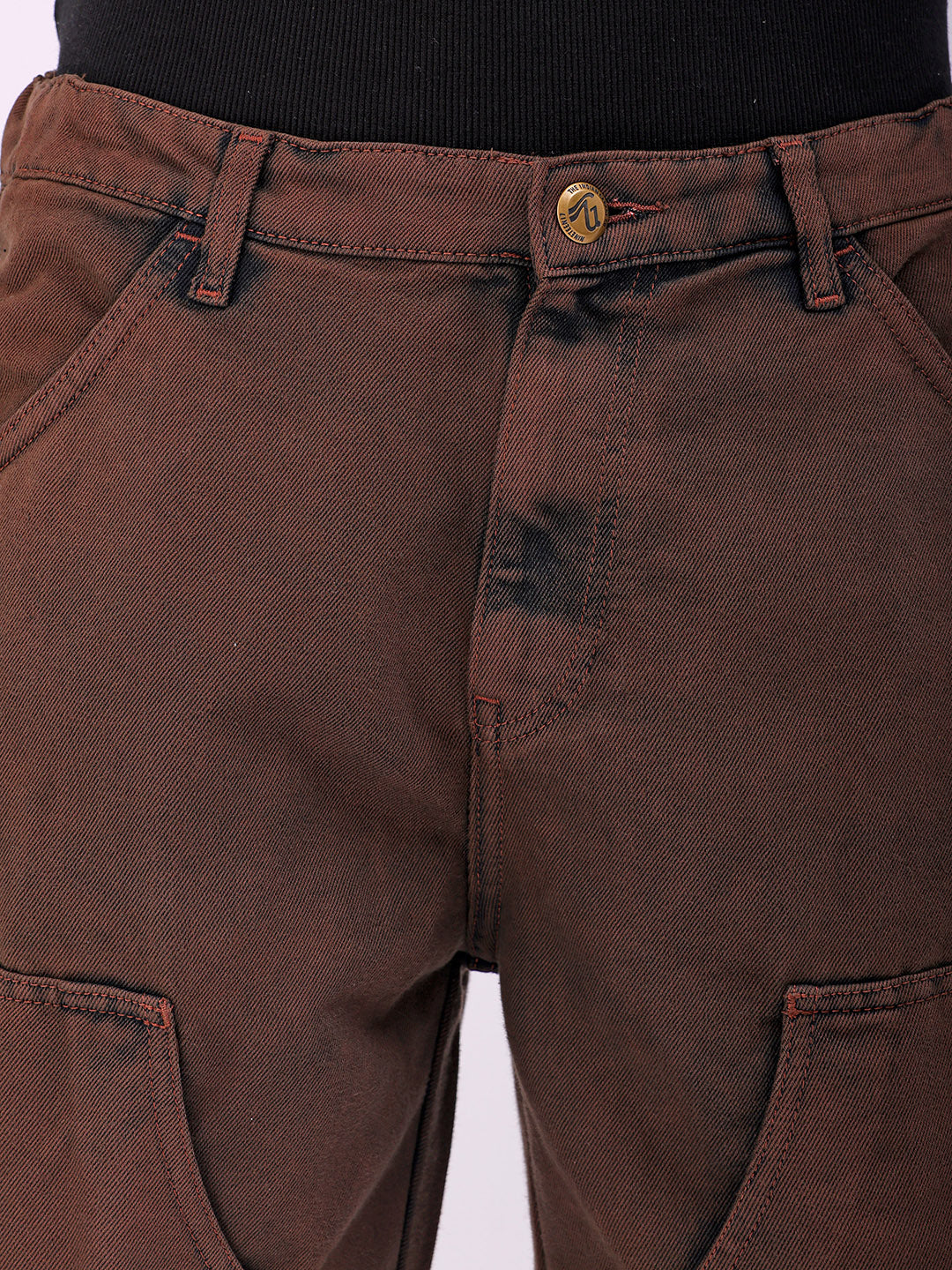 Shop Men's Solid Relaxed Fit Utility Denim Shorts Online.