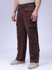 Men's Brown Relaxed Fit Solid Casual Cargo