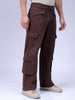 Men's Brown Relaxed Fit Solid Casual Cargo