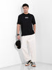 Men's Black Boxy Oversized Graphic Back Printed Round Neck T-shirt