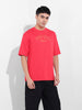 Men's Red Boxy Oversized Graphic Back Printed Round Neck T-shirt