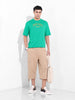 Men's Green Boxy Oversized Graphic Back Printed Round Neck T-shirt