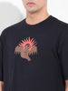 Men's Black Boxy Oversized Graphic Back Printed Round Neck T-shirt