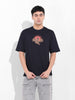 Men's Black Boxy Oversized Graphic Back Printed Round Neck T-shirt