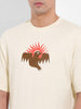 Men's Beige Boxy Oversized Graphic Back Printed Round Neck T-shirt
