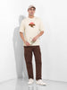 Men's Beige Boxy Oversized Graphic Back Printed Round Neck T-shirt