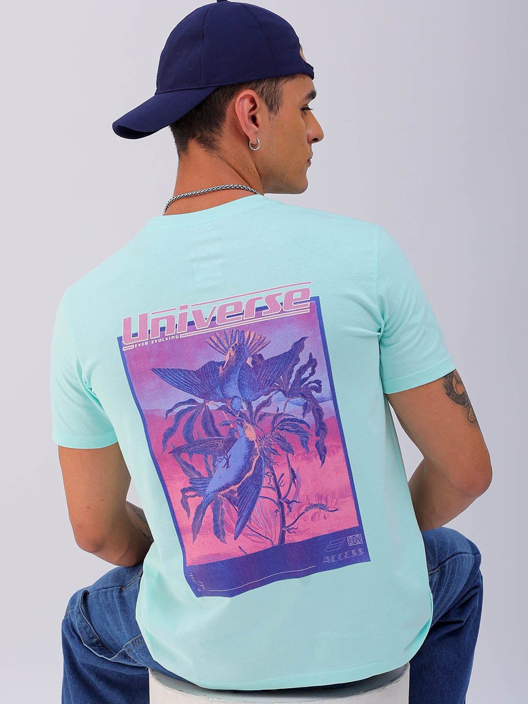 Shop Men's Back Printed Slim Fit T-Shirt Online.