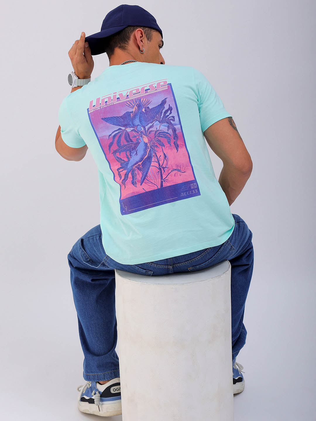 Shop Men's Back Printed Slim Fit T-Shirt Online.