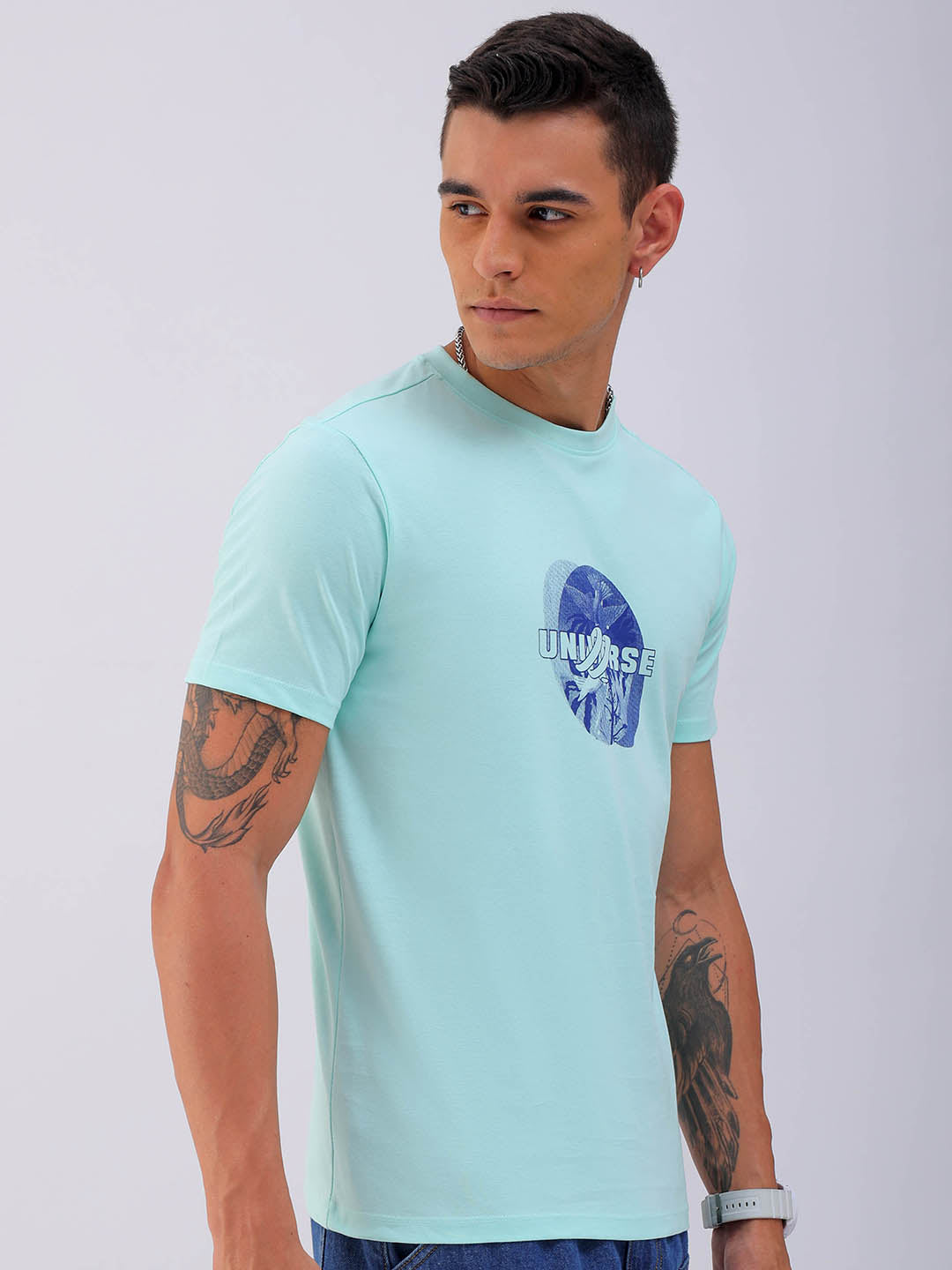 Shop Men's Back Printed Slim Fit T-Shirt Online.