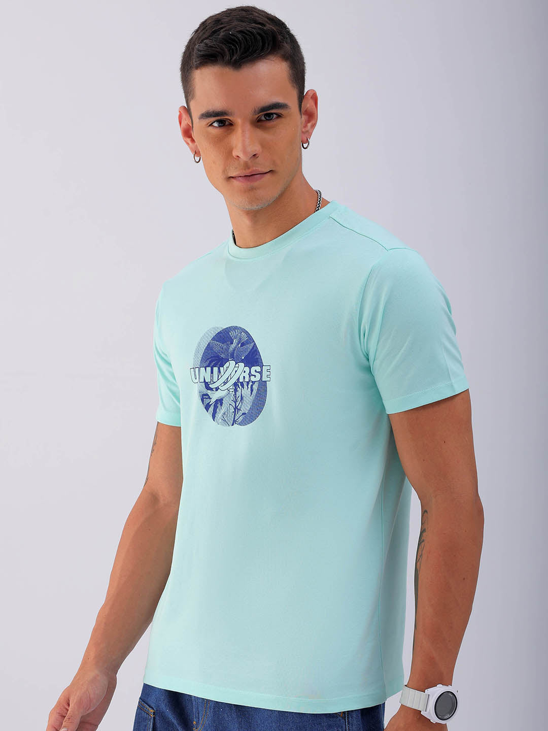 Shop Men's Back Printed Slim Fit T-Shirt Online.