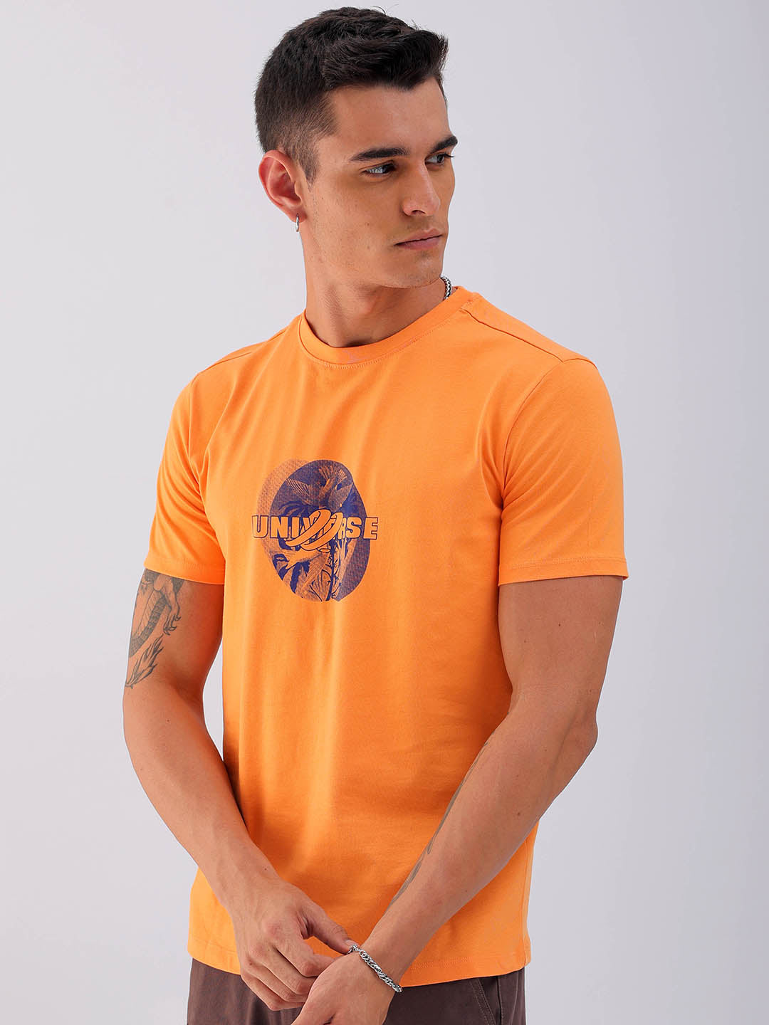 Shop Men's Back Printed Slim Fit T-Shirt Online.