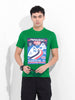 Men's Green Slim Fit Placement Print Round Neck T-shirt