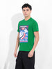 Men's Green Slim Fit Placement Print Round Neck T-shirt