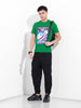 Men's Green Slim Fit Placement Print Round Neck T-shirt