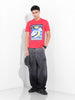 Men's Red Slim Fit Placement Print Round Neck T-shirt