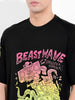 Men's Black Boxy Oversized Placement Print Round Neck T-shirt