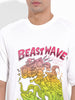 Men's White Boxy Oversized Placement Print Round Neck T-shirt