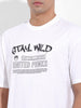Men's White Boxy Oversized Graphic Back Printed Round Neck T-shirt