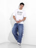 Men's White Boxy Oversized Graphic Back Printed Round Neck T-shirt