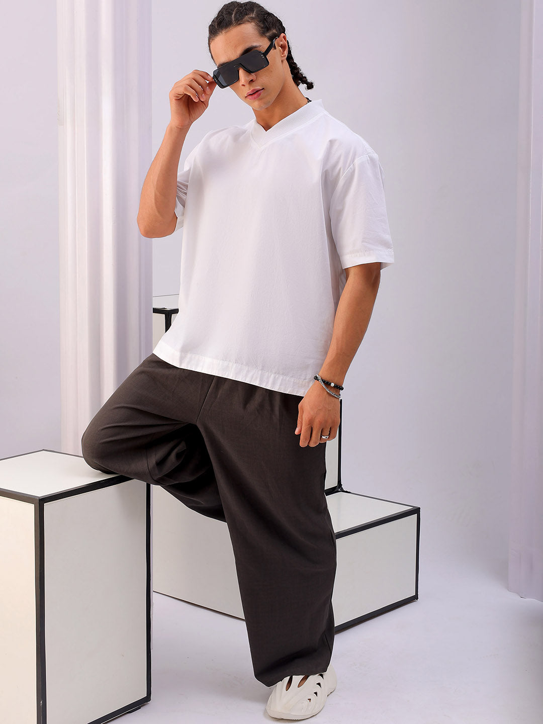 Shop Men's Solid Boxy Fit Shirt Online.