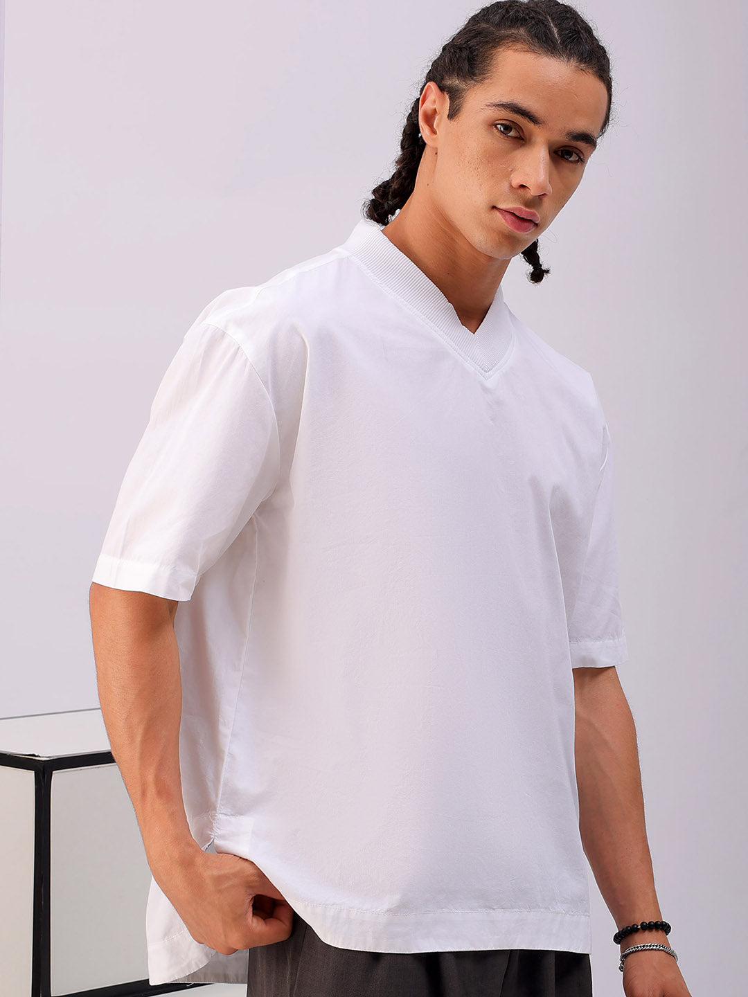 Shop Men's Solid Boxy Fit Shirt Online.