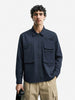 Men's Navy Blue Boxy Fit Solid Korean Street Shirt