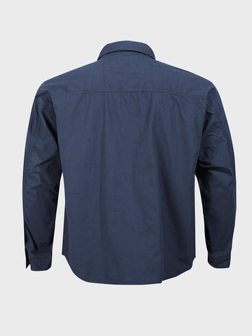 Men's Navy Blue Boxy Fit Solid Korean Street Shirt
