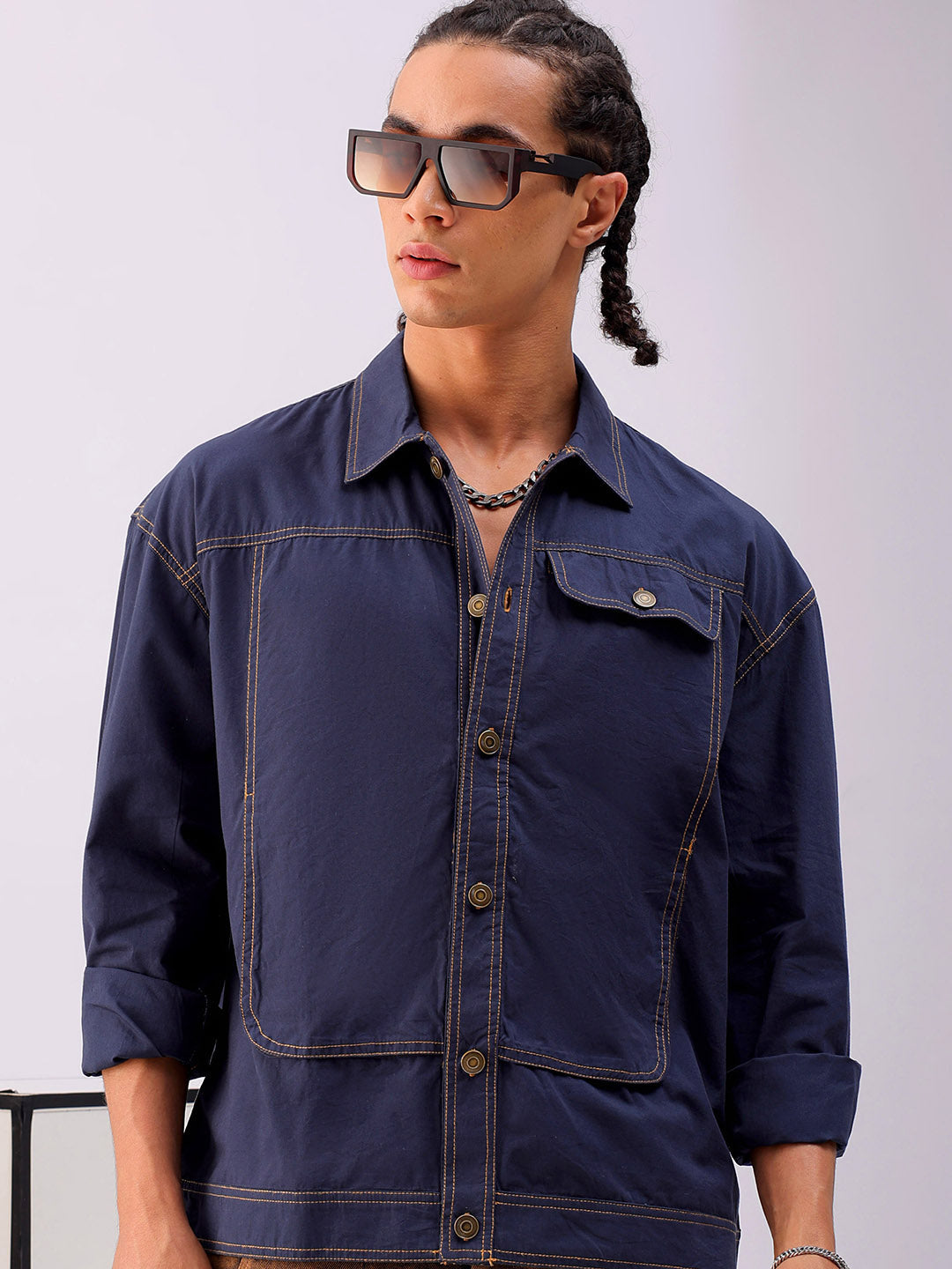 Shop Men's Solid Boxy Fit Shirt Online.