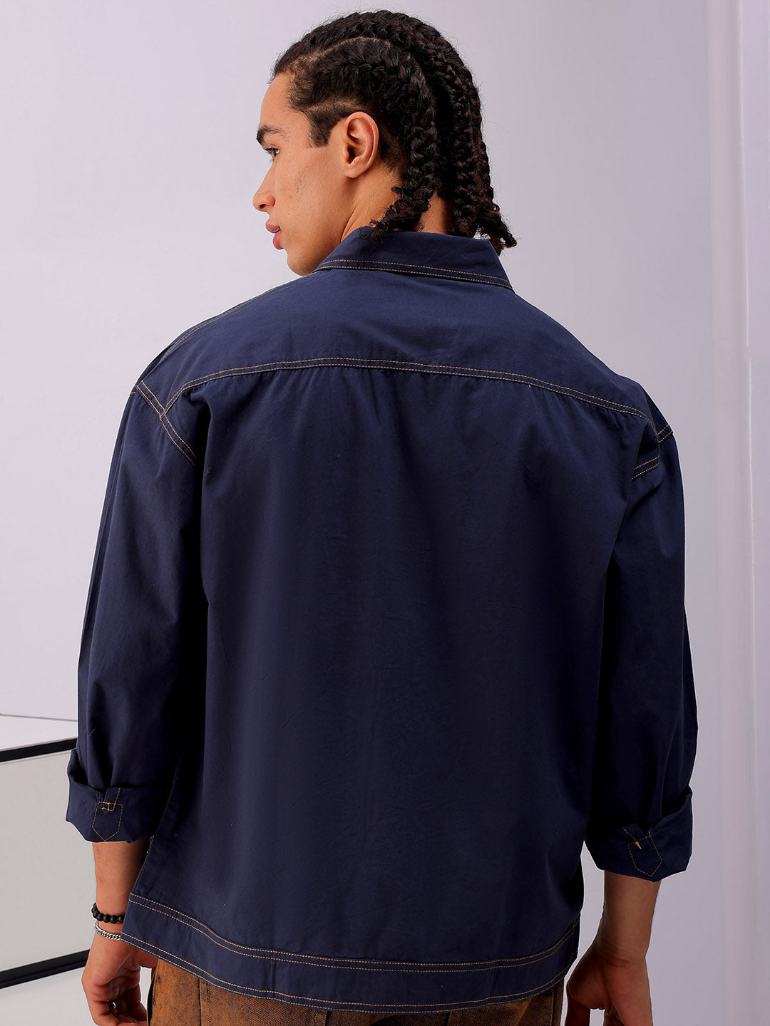 Shop Men's Solid Boxy Fit Shirt Online.