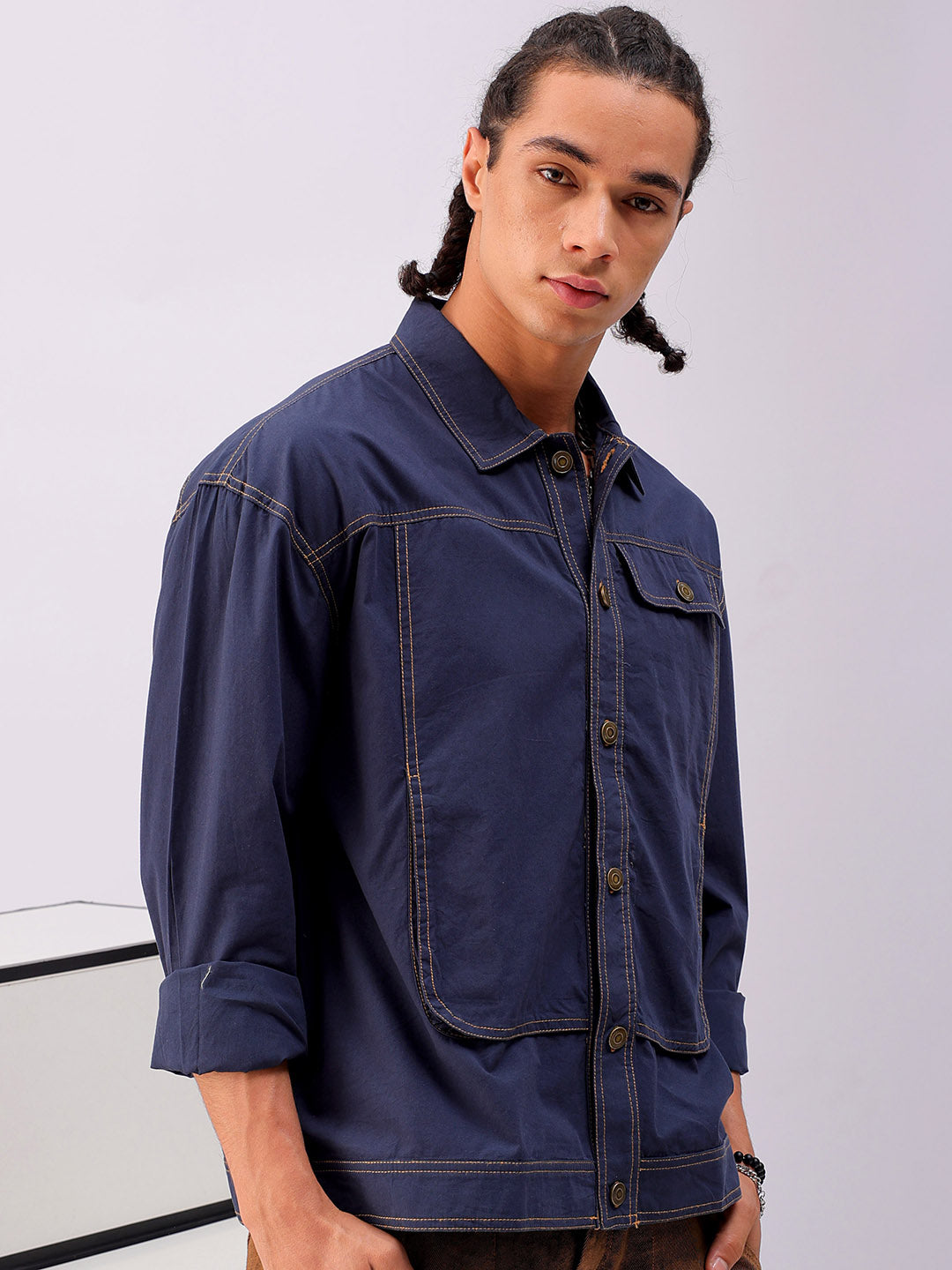 Shop Men's Solid Boxy Fit Shirt Online.