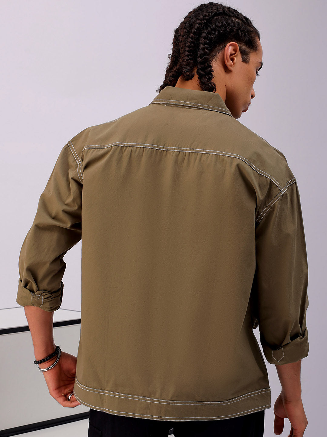 Shop Men's Solid Boxy Fit Shirt Online.