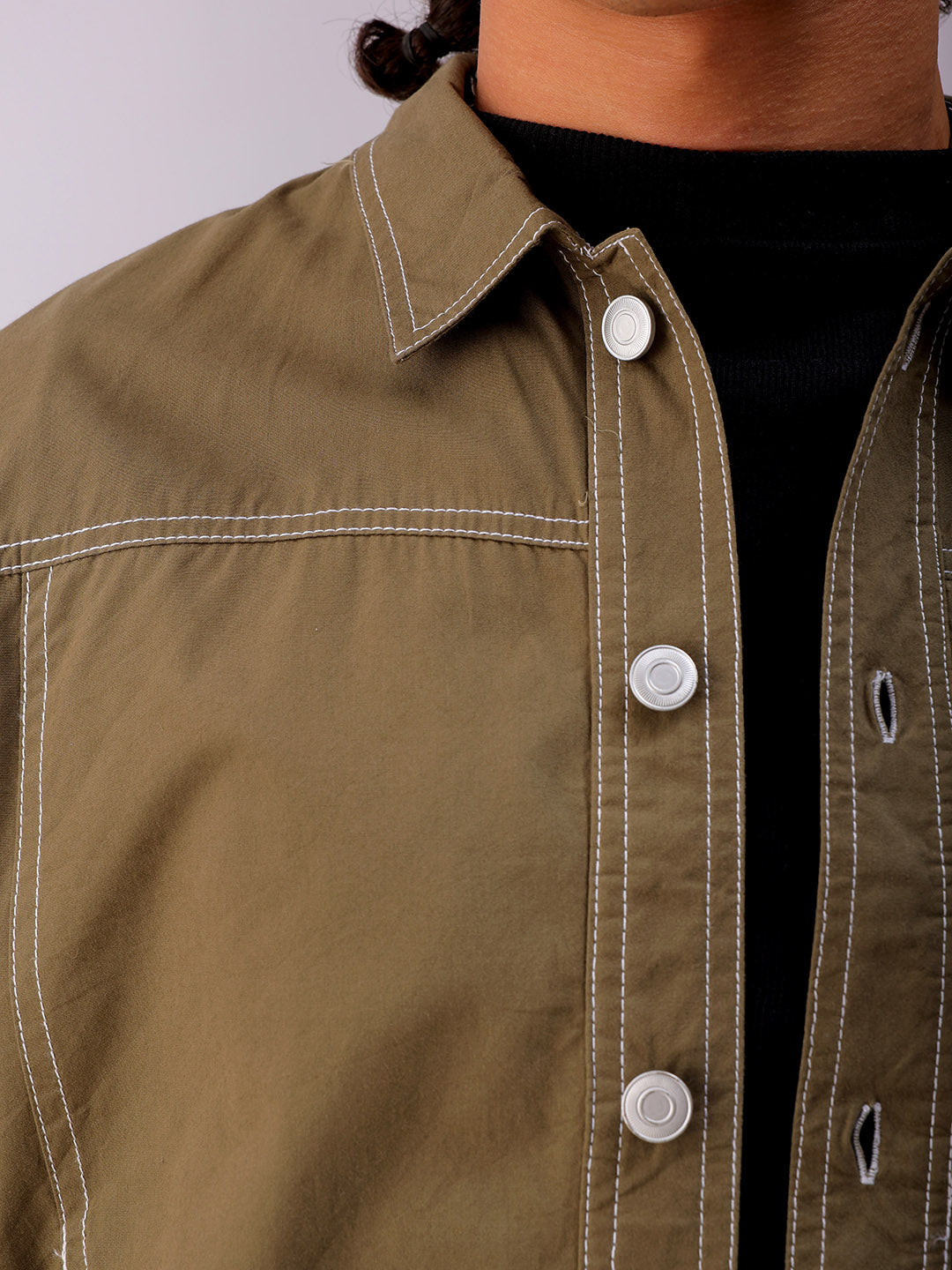 Shop Men's Solid Boxy Fit Shirt Online.