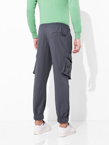 Men Cargo Fit Grey Joggers