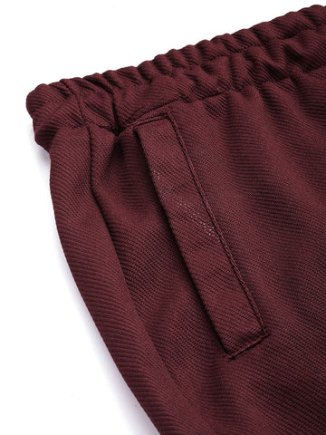 Men's Maroon Relaxed Fit Textured Cargo Joggers