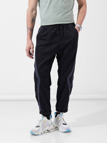 Men's Black Baggy Fit Printed Street Joggers